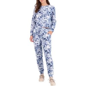 Catherine Malandrino Women's 2 Piece Printed Sweatshirt and Pants Loungewear Set